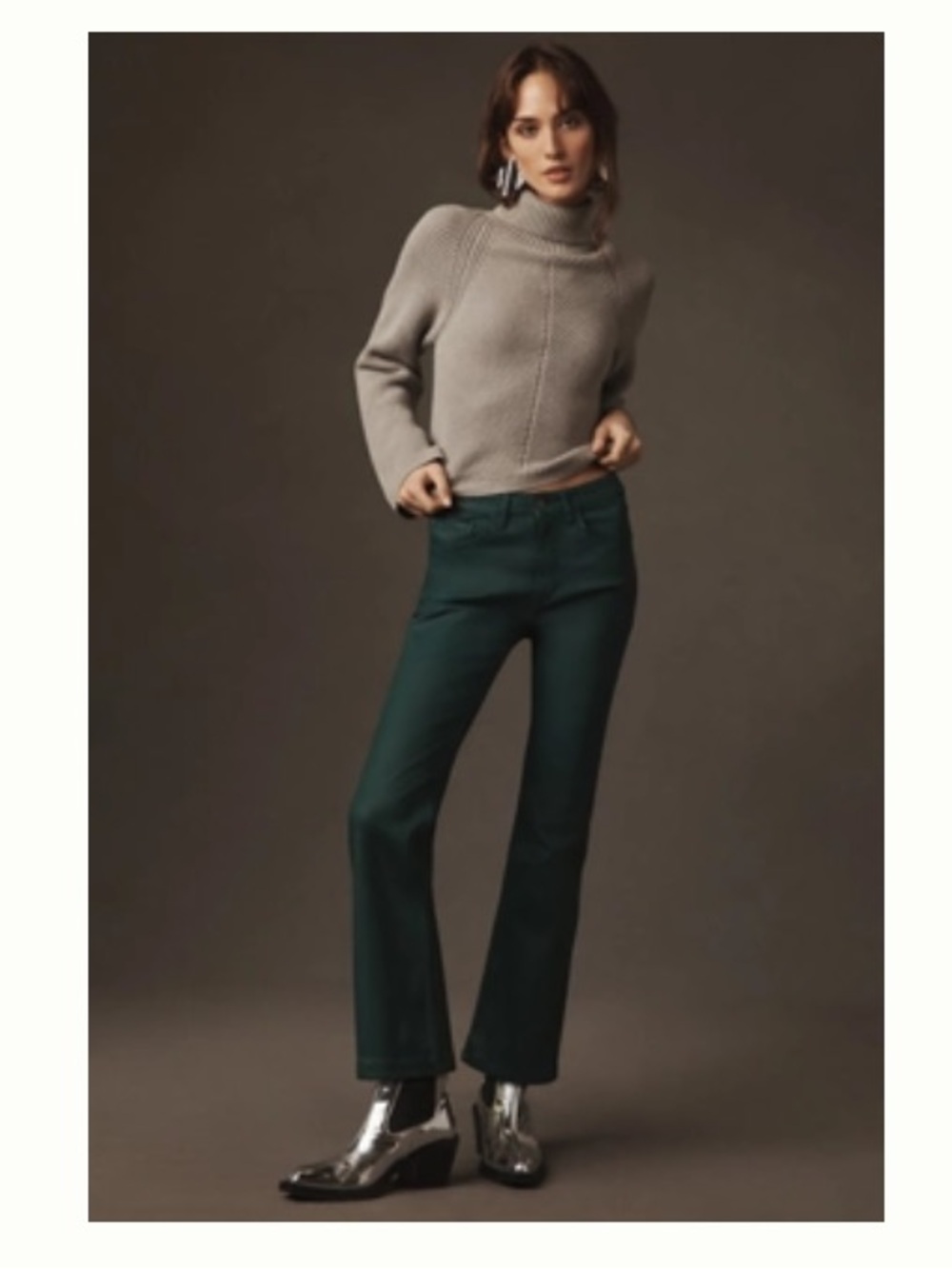 Pilcro The Yaya Coated Mid-Rise Crop Flare Jeans